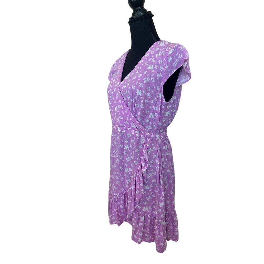 J.Crew Pink Floral Faux Wrap Mini Dress SIZE 2 Ruffle Business Casual Party $80 - Picture 9 of 11